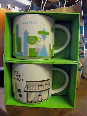 2X NIB 2012 Starbucks Seattle & Pike Place Market You Are Here Boxed Mugs 14 oz - Sold on eBay Dec, 3rd 2018 for $45.00