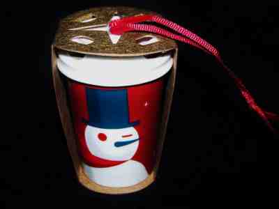 New 2012 Starbucks Christmas Holiday Snowman in Top Hat Ornament Red & White   - Sold on eBay Nov, 28th 2018 for $12.99