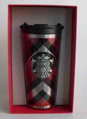 NEW! STARBUCKS Stainless Steel Christmas 2014 TARTAN  Travel Mug Tumbler 16oz - Sold on eBay Dec, 2nd 2018 for $26.00