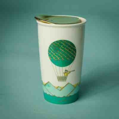 Starbucks White Green Gold 2014 Ceramic Coffee Hot Air Balloon Dot Collection  - Sold on eBay Nov, 29th 2018 for $20.00