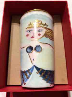 2014 STARBUCKS 12 oz Ceramic Coffee Travel Mug Gold Lid Siren Mermaid  - Sold on eBay Nov, 29th 2018 for $29.95