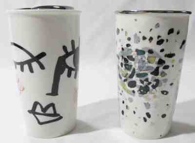 Starbucks 12oz Ceramic 1 Winking Face 1 Confetti Coffee Tumblers 1 Lid Used 2014 - Sold on eBay Nov, 29th 2018 for $27.99