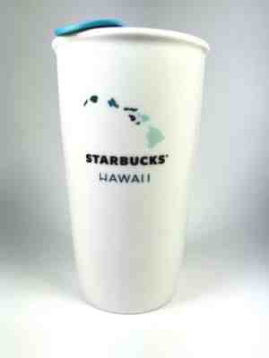 Starbucks 2014 Hawaii Ceramic Travel Tumbler Hawaiian Islands w/Blue Lid. 12 oz - Sold on eBay Nov, 28th 2018 for $20.00