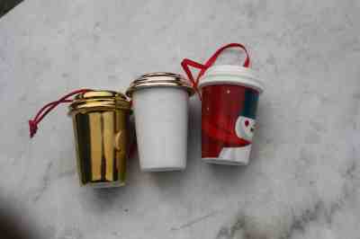 2012,2013,2014 Starbucks Christmas Tree Ornaments 3 different - Sold on eBay Nov, 28th 2018 for $14.99