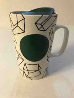 Starbucks Coffee/Tea Mug 2014 Green Dot with Geometric Cubes 16 oz - Sold on eBay Nov, 28th 2018 for $5.99