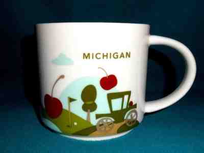 Starbucks You Are Here Michigan Coffee Mug 2015 Cherries 14oz Ceramic New No Box - Sold on eBay Dec, 2nd 2018 for $17.99