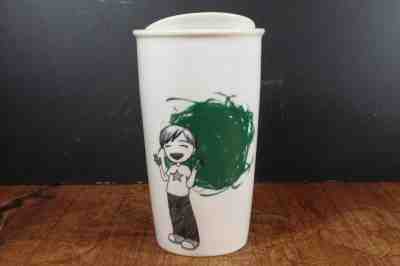 Starbucks 2015 Finger Painting Ceramic Travel Tumbler Mug 12 oz - Sold on eBay Nov, 29th 2018 for $12.99