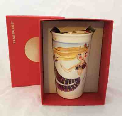Starbucks 2015 Mermaid Siren Gold-Lid Ceramic Cup Tumbler • DOT Collection - Sold on eBay Nov, 29th 2018 for $32.00