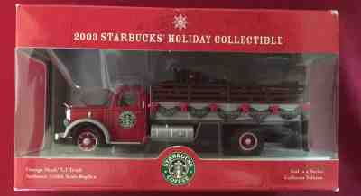 Starbucks 2003 Holiday Vintage Mack LJ Cab Truck with dropside - made by Corgi - Sold on eBay Dec, 3rd 2018 for $19.99