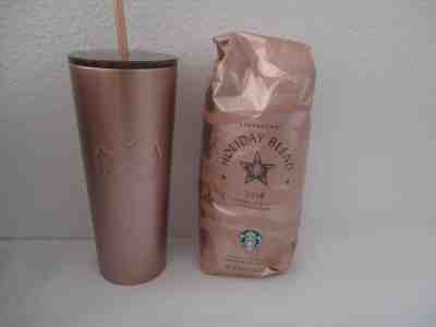 Starbucks Rose Gold 2018 Holiday Tumbler and 1lb Holiday coffee NWT free ship - Sold on eBay Dec, 3rd 2018 for $41.00