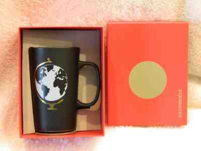 NIB New 2015 Starbucks Globe Mug Black Matte Dot Collection Red Gift Box 16 Oz - Sold on eBay Dec, 3rd 2018 for $28.00