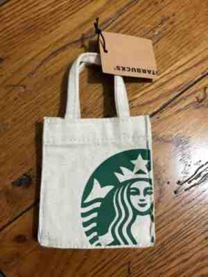 NWT Starbucks Mini Canvas Tote Bag - Gift Card Holder - Ornament - Sold on eBay Dec, 3rd 2018 for $7.95