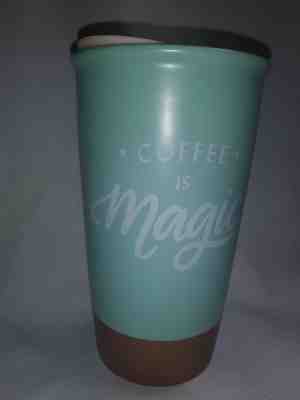 2018 STARBUCKS "COFFEE IS MAGIC" 12 FL OZ CERAMIC TUMBLER. AQUA & ROSE GOLD.NEW - Sold on eBay Dec, 3rd 2018 for $12.99
