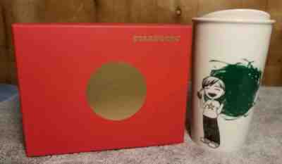 NEW Starbucks 2015 Boy Finger Painting Dot Ceramic Travel Tumbler Mug limited - Sold on eBay Dec, 3rd 2018 for $20.95