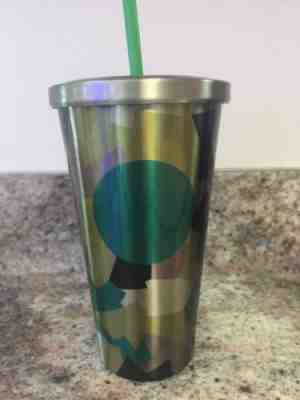 Starbucks Cup Metal Tumbler with Straw 16 oz Geometric Camo Camouflage - Sold on eBay Dec, 3rd 2018 for $4.90