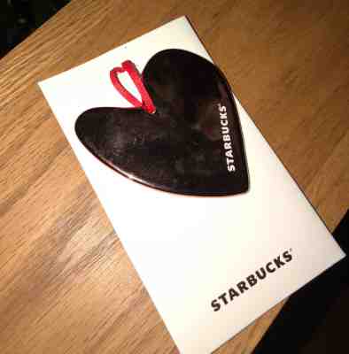 NEW Starbucks 2017 Christmas Holiday Rose Gold Heart Ceramic Ornament Valentine  - Sold on eBay Dec, 3rd 2018 for $7.00