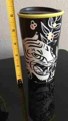NEW Starbucks Black White Tiger Double Walled Ceramic Tumbler Coffee 12oz  - Sold on eBay Dec, 3rd 2018 for $24.25