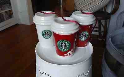 Vintage 3 2004 2009 2006 Holiday Christmas Starbucks cups ornaments very nice - Sold on eBay Dec, 3rd 2018 for $20.00
