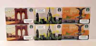 Starbucks Central Pk Fountain Brooklyn Bridge Empire State NYC Gift Card Lot 6  - Sold on eBay Dec, 3rd 2018 for $6.99