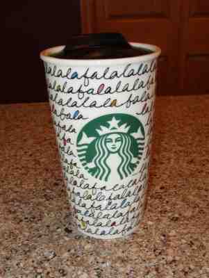 Starbucks 2011 Holiday Double Wall Ceramic Mug Tumbler 12 oz FaLaLa Coffee Cup - Sold on eBay Dec, 3rd 2018 for $19.99