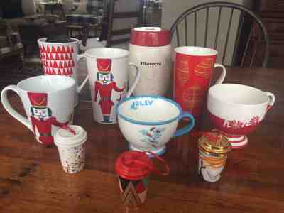 Lot Starbucks Holiday 6 Mugs Canister 3 ornaments -2007 2011 2012 2015 2016 2017 - Sold on eBay Dec, 3rd 2018 for $24.99