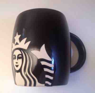 Starbucks Coffee Company Mug Siren Mermaid Logo Etched White On Black 2011 MINT - Sold on eBay Dec, 3rd 2018 for $24.95