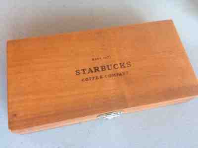 Starbucks Coffee Co EMPTY Small Hinged Wooden Box Wood 6 x 3 x 1”