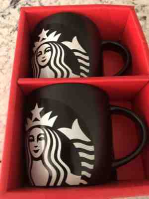 NIB Starbucks 14 oz Holiday Coffee Mug Gift Set~2 Mugs Black - Sold on eBay Dec, 3rd 2018 for $17.00