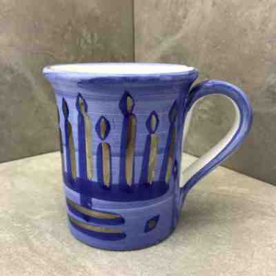 Starbucks Coffee Mug Hand Painted Made In Italy Hanukkah Candles Blue White - Sold on eBay Dec, 3rd 2018 for $16.00