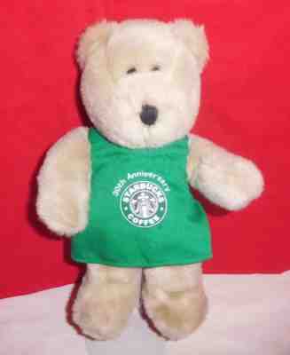 STARBUCKS 2001 Bearista Bear Plush 30th Anniversary Green Apron 15th Ed 10" - Sold on eBay Dec, 3rd 2018 for $11.04