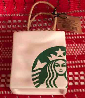 Starbucks 2018 CERAMIC GIFT BAG Tote multi-use Xmas ORNAMENT vase,  3x3.5"I - Sold on eBay Dec, 3rd 2018 for $12.49