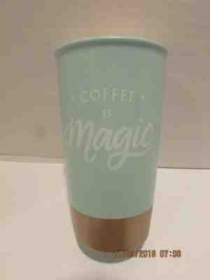 2018 STARBUCKS "COFFEE IS MAGIC" 12 FL OZ CERAMIC TUMBLER. AQUA & ROSE GOLD.NEW - Sold on eBay Dec, 3rd 2018 for $24.99