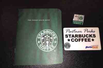 Collectible Starbucks Green Apron Book + Certified Barista Pin + Partner Perks 