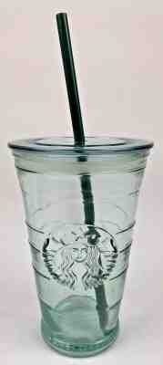 Starbucks Recycled Glass 16oz Tumbler Cup Cold to go Lid And Straw - Sold on eBay Dec, 2nd 2018 for $22.88