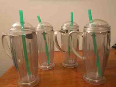 4 - Vtg 2001 Starbucks Cold Cup w/ Handle Barista Soda Fountain w/ Lid & Straw  - Sold on eBay Dec, 4th 2018 for $19.95