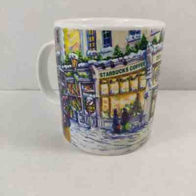 Starbucks Barista 2001 Christmas Coffee Mug 2026 Store Front Winter Collection  - Sold on eBay Dec, 3rd 2018 for $29.99