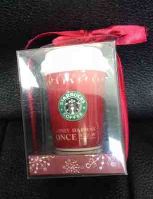 Starbucks 2005 Ceramic Cup Christmas Ornament Only Happens Once a Year  - New - Sold on eBay Oct, 24th 2018 for $8.95