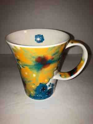 Starbucks 2006 Watercolor Floral Flowers Coffee Mug 12 fl oz Blue Yellow White - Sold on eBay Dec, 4th 2018 for $16.00