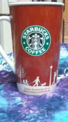 Starbucks Coffee Ceramic Travel Mug Handle 16 oz Red Holiday Christmas 2006 - Sold on eBay Dec, 3rd 2018 for $6.60