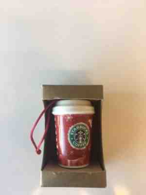 Starbucks 2008 Christmas Ceramic Ornament New In Box Red Cup - Sold on eBay Dec, 3rd 2018 for $13.99