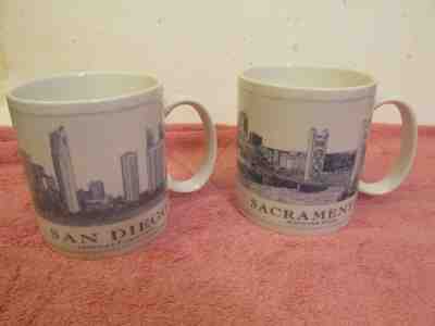 LOT OF 2 STARBUCKS MUGS SACRAMENTO & SAN DIEGO ARCHITECTURE SERIES 2008 18 OZ. - Sold on eBay Dec, 3rd 2018 for $10.50