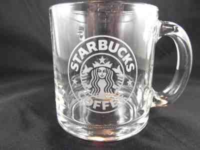 STARBUCKS clear GLASS mug CUP with etched MERMAID logo from 2008 - Sold on eBay Nov, 29th 2018 for $12.00