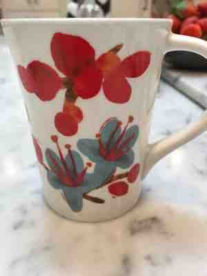 2008 Starbucks Coffee Flowers Floral Coffee Plant Mug Cup Red Blue White. Exclnt
