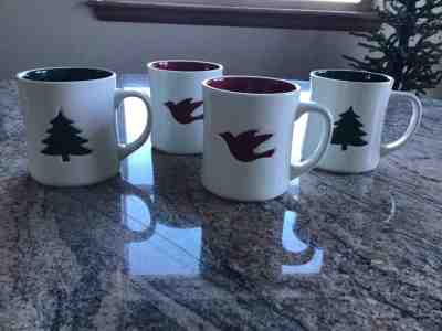  4 Starbucks Coffee Mug Cup Christmas Holiday 2 Red Dove Bird 2008 2 Xmas Tree  - Sold on eBay Nov, 29th 2018 for $18.00