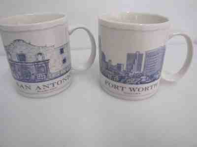 Lot of 2 Starbucks Architecture 18OZ Coffee Mugs W/San Antonio & Fort Worth 2008 - Sold on eBay Nov, 29th 2018 for $10.50