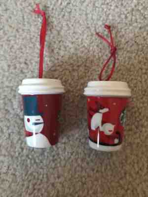 Starbucks Red Coffee Cup 2011 And 2012 Ornaments Ceramic Holiday - Sold on eBay Dec, 3rd 2018 for $12.50