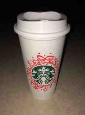 STARBUCKS reusable recycle christmas wreath travel cup with lid 2012 - Sold on eBay Dec, 3rd 2018 for $5.00