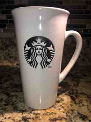 Starbucks 2013 White Black 16 OZ Ceramic Travel Tumbler Embossed Mermaid Logo - Sold on eBay Dec, 3rd 2018 for $16.99