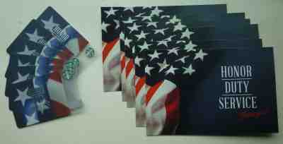 6 - STARBUCKS CARDS HONOR DUTY SERVICE 2014  # 6162 & POSTCARDS MINT NO VALUE - Sold on eBay Dec, 4th 2018 for $4.99