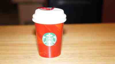 Starbucks Ceramic Christmas Ornament Holiday 2014 Coffee Cup ToGo Red - Sold on eBay Dec, 3rd 2018 for $6.50